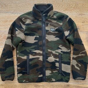 Hollister Camouflage Fleece Sherpa Zip Up Jacket size XSmall